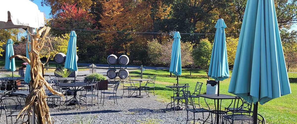 tables outside in the fall