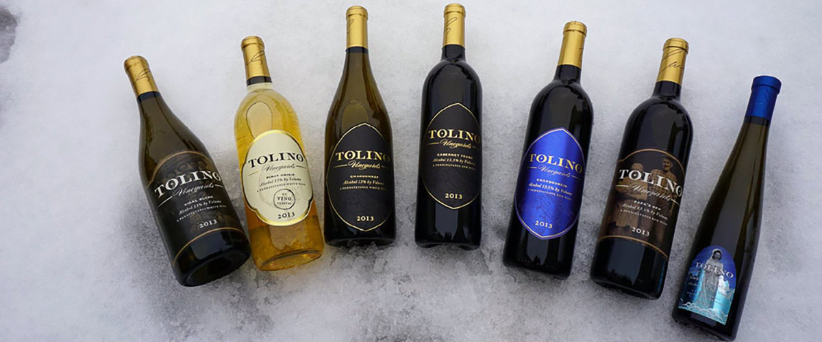 wine bottles in snow